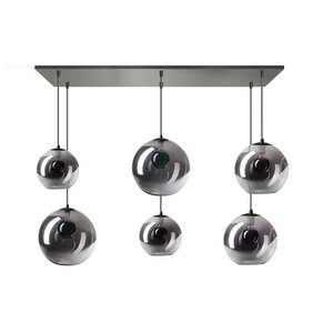 ETH Moderne hanglamp Orb 6-lichts zwart met smoke glas
