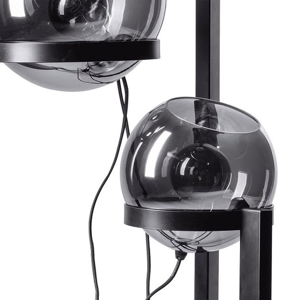 ETH Moderne vloerlamp Orb 3-lichts 140 cm zwart met smoke glas