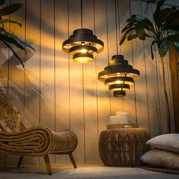 ETH Moderne hanglamp Blagoon Ø50 cm met 7 ringen antraciet