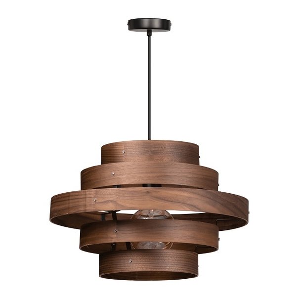 ETH Modern landelijk - Hanglamp - Bruin - 50 cm - Walnut - Hout - 5 ringen