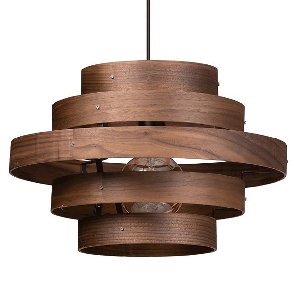 ETH Modern landelijk - Hanglamp - Bruin - 50 cm - Walnut - Hout - 5 ringen