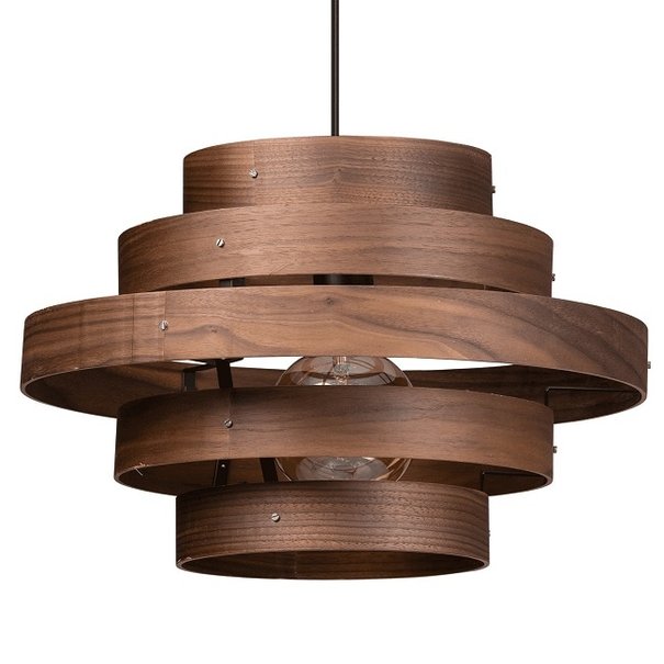 ETH Modern landelijk hanglamp Walnut Ø50 cm met 5 ringen bruin