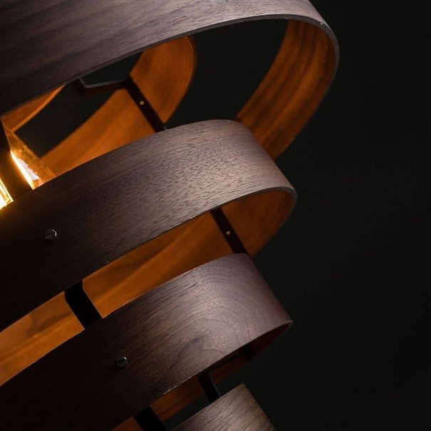 ETH Modern landelijk hanglamp Walnut Ø50 cm met 7 ringen bruin