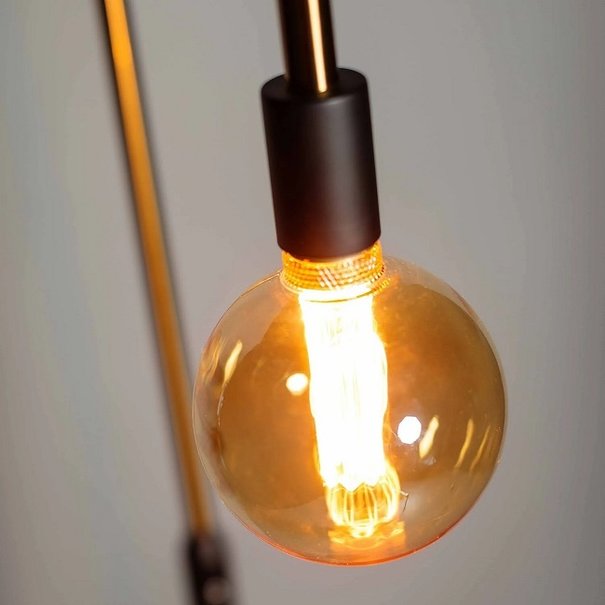 ETH Moderne vloerlamp Pike 1-lichts messing zwart