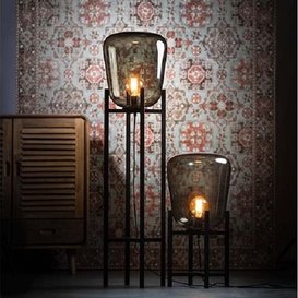 Vloerlamp Benn 1-lichts zwart / gun metal glas