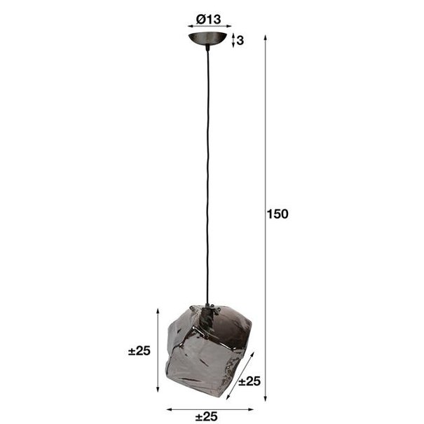 BelaLuz Moderne hanglamp Ice Cube chrome 1-lichts