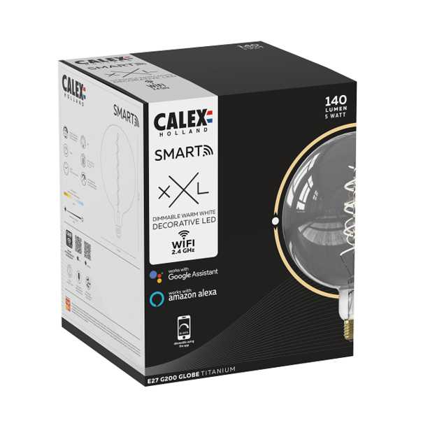 Calex Calex Smart LED E27 5W Ø20 cm bol titanium