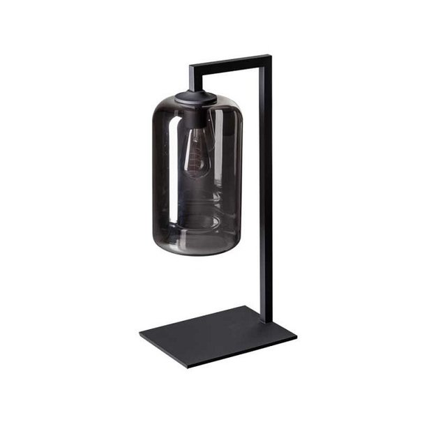 ETH Moderne tafellamp The John 1-lichts zwart met smoke glas