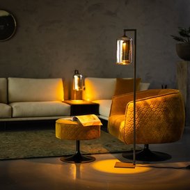 Vloerlamp The John 1-lichts smoke glas / zwart