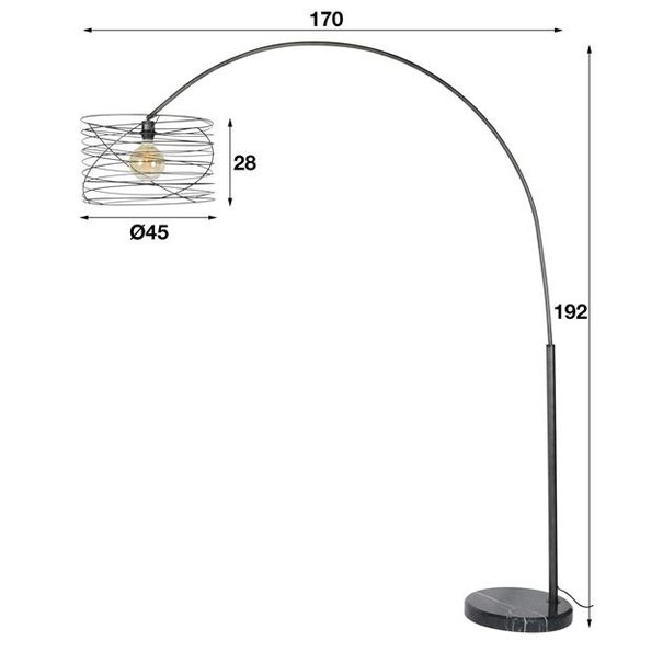 BelaLuz Industriële Booglamp Missouri charcoal Ø45 cm