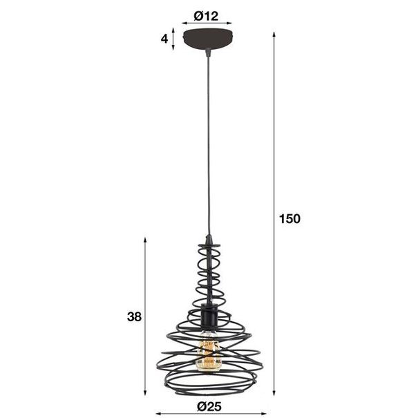 BelaLuz Industriële - Hanglamp - Zwart - 1 lichts - Hunter