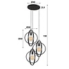 BelaLuz Industriële hanglamp Ozon 3-lichts getrapt charcoal