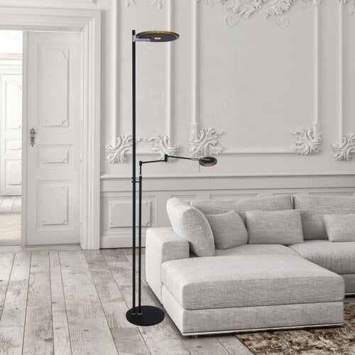 Moderne vloerlamp Turound Uplighter en leeslamp zwart