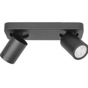 Highlight Moderne opbouwspot Oliver 2-lichts IP44 zwart op balk