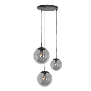 Steinhauer Moderne hanglamp Bollique 3-lichts getrapt zwart met smoke glas