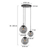 Steinhauer Moderne hanglamp Bollique 3-lichts getrapt zwart met smoke glas