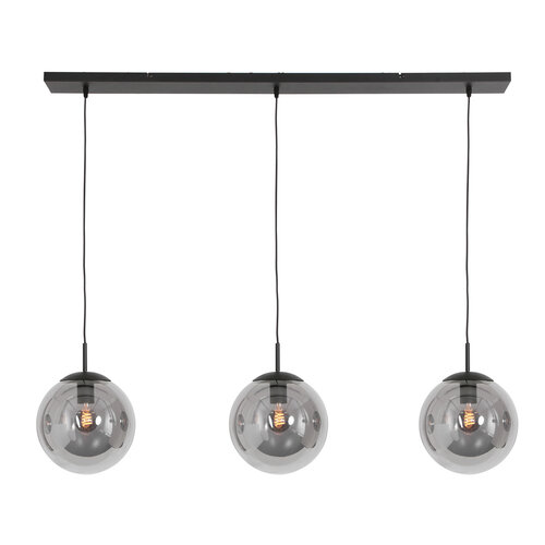 Moderne hanglamp Bollique 3-lichts zwart met smoke glas