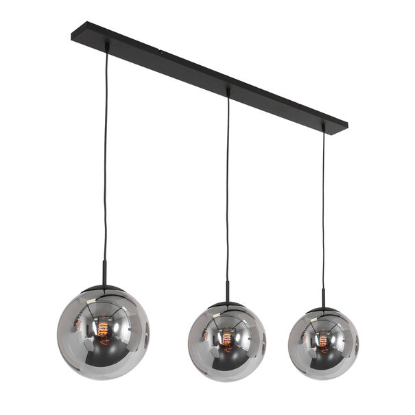 Steinhauer Moderne hanglamp Bollique 3-lichts zwart met smoke glas