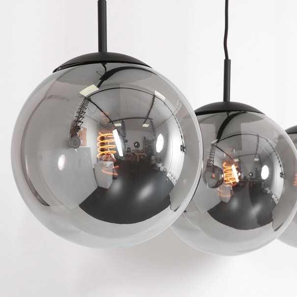 Steinhauer Moderne hanglamp Bollique 3-lichts zwart met smoke glas