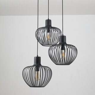 Hanglamp Arraffone 3-lichts rond zwart