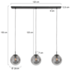 Steinhauer Moderne hanglamp Bollique 3-lichts zwart met smoke glas