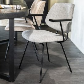 Eetkamerstoel Lynn met armleuning grijs fletcher