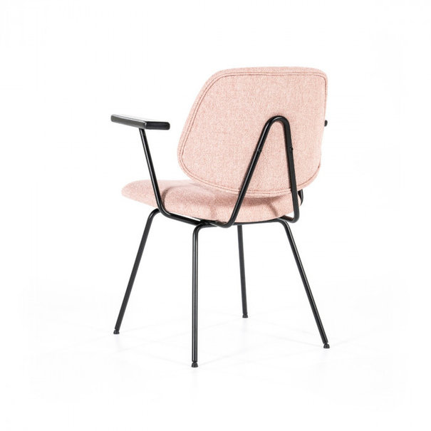 Eleonora Industriële eetkamerstoel Lynn Fletcher stof roze met armleuning