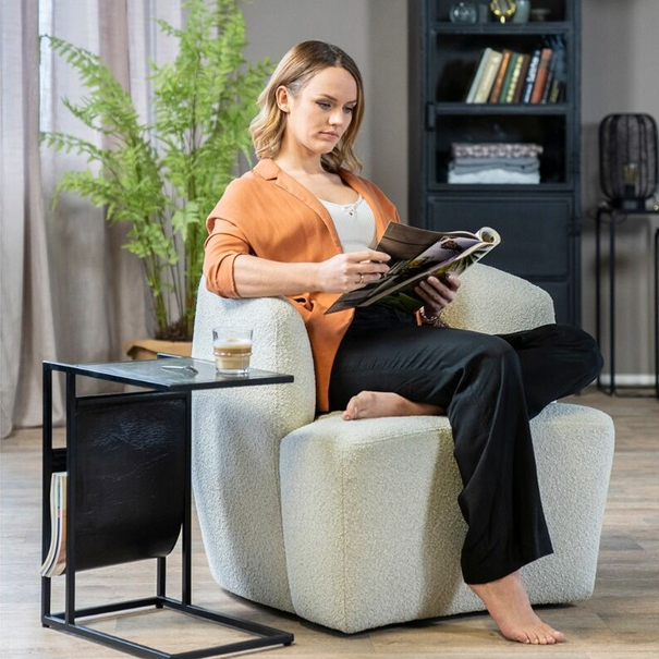 Eleonora Moderne fauteuil Charlotte bouclé groen met kuipzitting