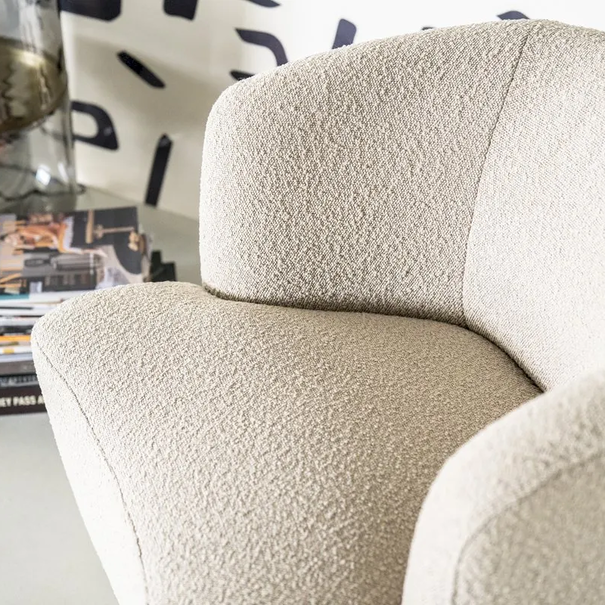 Eleonora Moderne fauteuil Charlotte bouclé taupe met kuipzitting