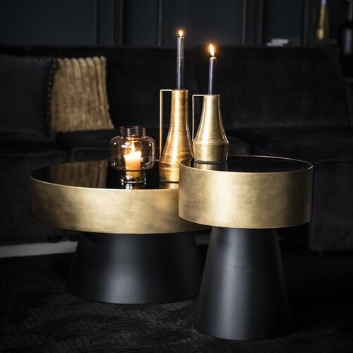 Industriële Koffietafel Bunga Ø75 cm goud messing