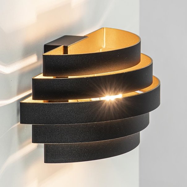 Highlight Moderne - design- wandlamp - zwart - goud- 25 cm - Scudo