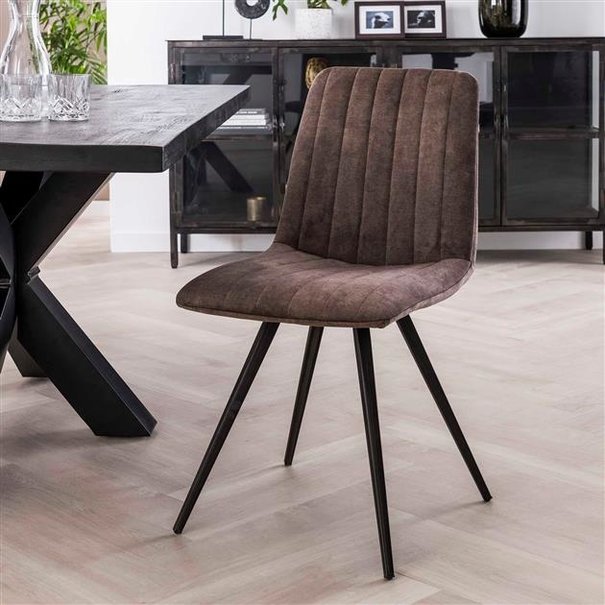 BelaLuz Modern eetkamerstoel Lilo velours taupe