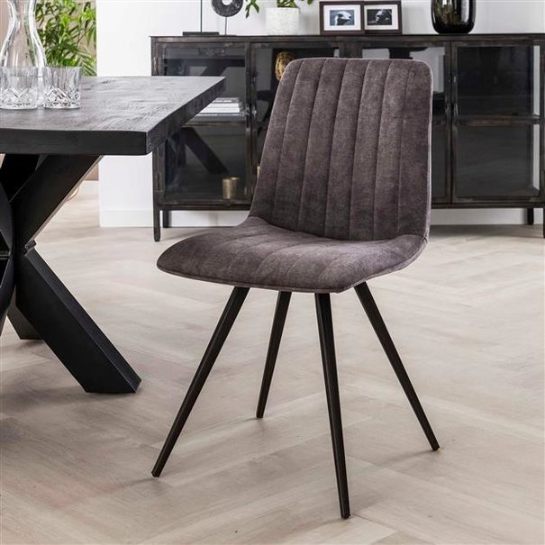 BelaLuz Moderne eetkamerstoel Lilo velours grijs