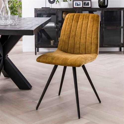 Moderne eetkamerstoel Lilo velours goudkleurig