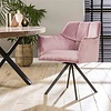 BelaLuz Modern eetkamerstoel Turn roze velvet velour draaibaar