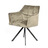 BelaLuz Moderne eetkamerstoel Turn champagne velvet velour draaibaar