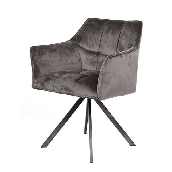 BelaLuz Moderne eetkamerstoel Turn antraciet velvet velour draaibaar
