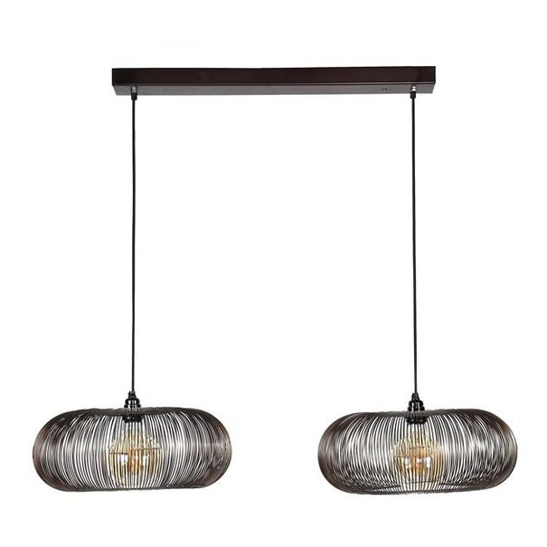 BelaLuz Modern Industriële hanglamp Vince 2-lichts brons met koperen las