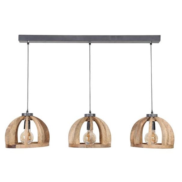 BelaLuz Landelijke hanglamp Fay 3-lichts bruin
