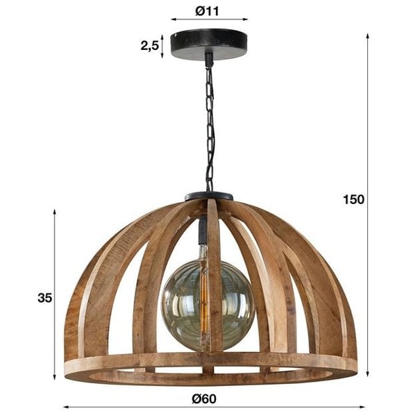 BelaLuz Landelijke - Hanglamp - Bruin - 60 cm - Fay