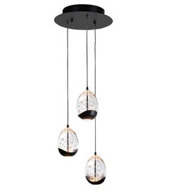 Hanglamp Clear Egg 3-lichts getrapt zwart
