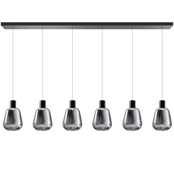 ETH Moderne hanglamp Gary 6-lichts met smoke glas
