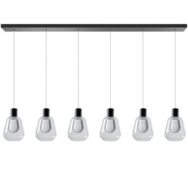 Hanglamp Gary 6-lichts Zwart Helder Glas