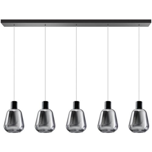 Modern hanglamp Gary 5-lichts 100 cm met smoke glas
