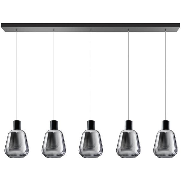 ETH Modern hanglamp Gary 5-lichts 100 cm met smoke glas
