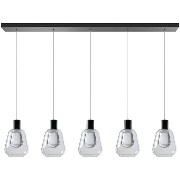 ETH Modern hanglamp Gary 5-lichts 100 cm met helder glas