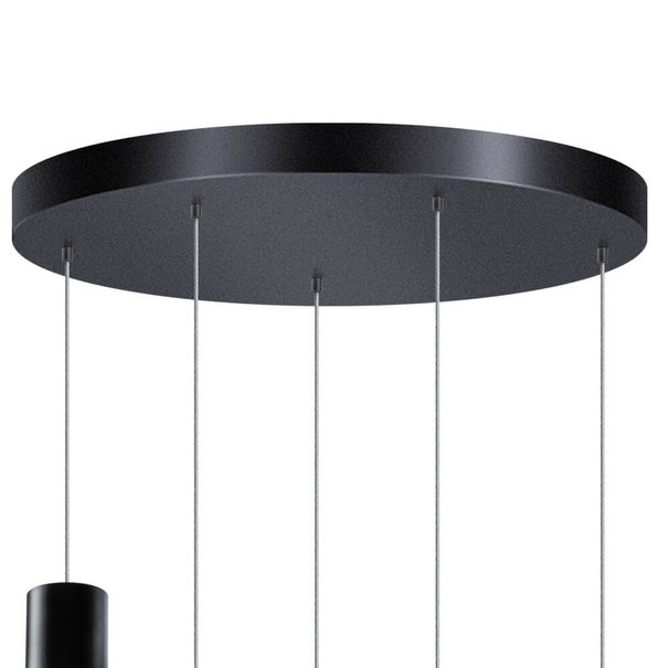 ETH Modern hanglamp Gary 5-lichts getrapt met smoke glas