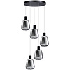ETH Modern hanglamp Gary 5-lichts getrapt met smoke glas