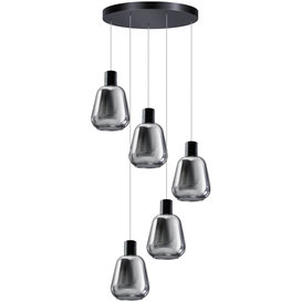 Hanglamp Gary 5-lichts getrapt smoke glas