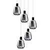 ETH Modern hanglamp Gary 5-lichts getrapt met smoke glas